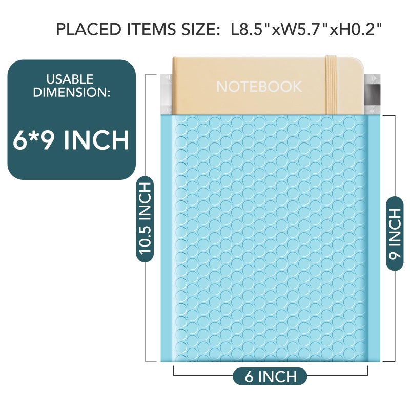 Metronic Bubble Mailers 6x10 Inch 25 Pack Usable Size 6x9" Waterproof Bubble Mailer Cushioning Padded Envelopes, Bubble Envelopes for Shipping, Mailing, Packaging, Small Business Supplies, Light Blue - Image 2